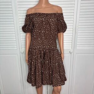 J. CREW Drop-waist Cotton Poplin Mini Dress In Mocha Floral Size 8